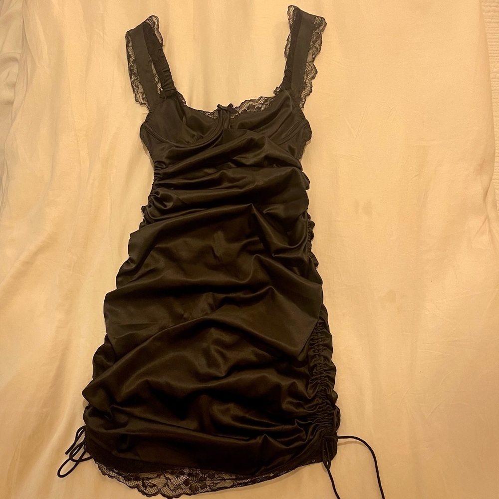 For Love and Lemons black lace silk dress